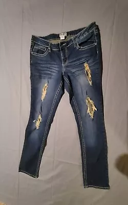 Mudd Jeans Size 13 Womens Juniors Dark Blue Destressed • $12