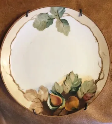 NIPPON HAND PAINTED Plate MORIMURA MARK ACORNS Wall Hanging Brown Autumn Antique • $14.75