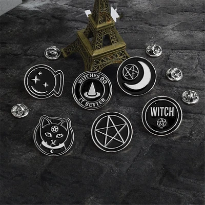 $2.24 • Buy Moon Punk Cartoon Spells Gothic Enamel Pins Badge Clothes Lapel Pin Brooch