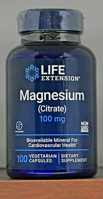 Life Extension Magnesium (Citrate) 100 Mg 100 Vegetarian Capsules Cardiovascular • $10.79