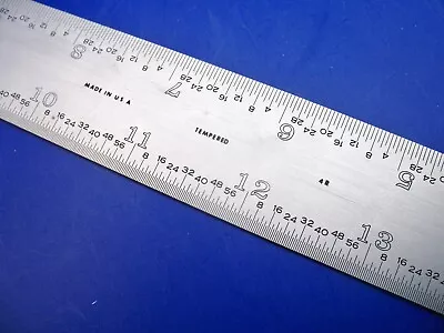 Machinist 18  Ruler Rule USA Tempered Satin Metal 4R Scale 1/8 1/16 1/32 1/64 • $14