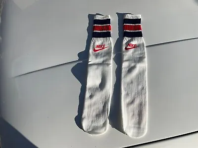 Vintage New/Old Stock 80-90s Nike Spellout Socks Red Swoosh Men's Sz 10-13 • $39.99