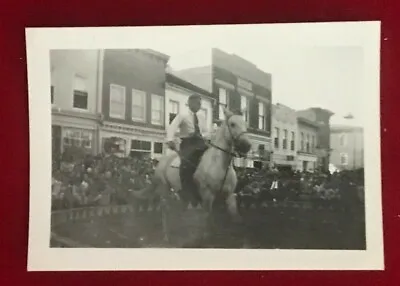 Vintage Snapshot Of A Man On Horseback Riding In An Outdoor Circus Ring - #2 • $6.85