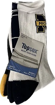 NWT Topsox University Of Michigan Wolverines 2-Pack Unisex Socks • $14.99