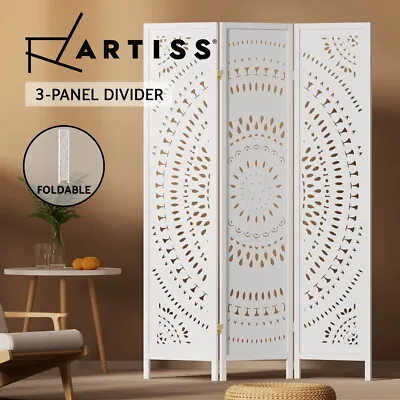 Artiss 3 Panel Room Divider Screen Partition Privacy Foldable Stand Circle White • $105.95