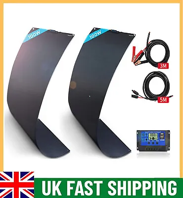 200W Flexible Mono Solar Panel Kit 12V Off Grid System RV Trailer Boat • £152.99