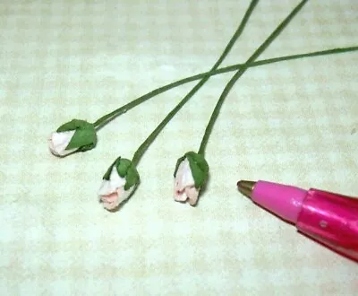 Miniature Loose (Paper Mache?) Pink Rosebuds (3): DOLLHOUSE 1:12 Scale • $1.98