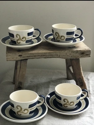 £8 • Buy French Vintage Bistro Coffee Cups Set Of 4