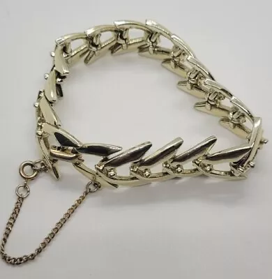 Vintage Coro Fishbone Signed Silver Tone Bracelet  7  • $18