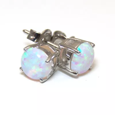 $70.44 • Buy Studs Unicorn Tear Opal Round Brilliant 4 Claw Sterling Silver 