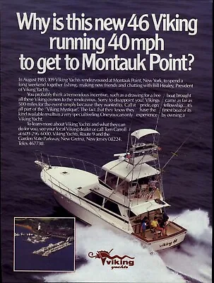 1984 PAPER AD BOAT COLOR Viking Yacht 46 Falcon 22 Foot Deep V Sportboat • $39.99