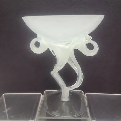 Makora Krosno Hand Blown Glass Compote Candy Dish Art Deco Sculpture Poland  • $19.99