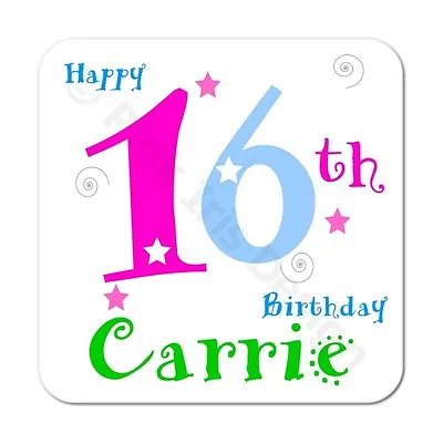 Personalised 13th 16th 17th 18th 21st 30th 40th 50th 60th Birthday Gift Coaster  • £3.99