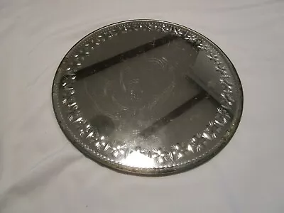 Antique Wall Mirror Or Perfume Vanity Tray Beveled Cut Etched Tin Back 12 W 1920 • $188.06