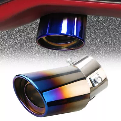 Car Blue Dual Exhaust Pipe Tailpipe Stainless Steel Tail Muffler Tip Throat 2.5  • $12.99