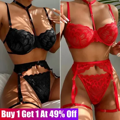 £4.71 • Buy Womens Sexy Lace Bodys Lingerie Erotic Babydoll Underwear Thong G-string Garter