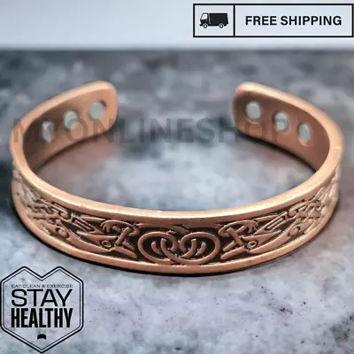 Mens Copper Magnetic Bangle Bracelet Cuff Pain Relief Arthritis Carpel Tunnel • £5.49