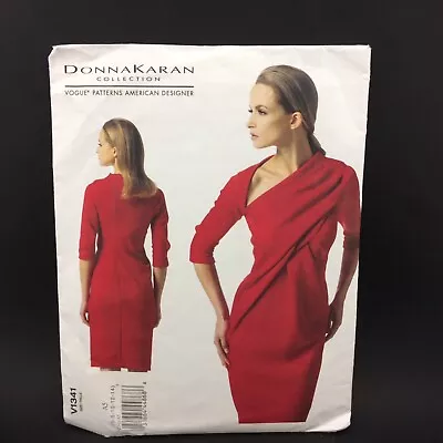 Vogue 1341 Donna Karan Designer Dress Pattern Uncut 6 8 10 12 14 Asymmetrical • $25.49