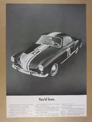 1964 VW Volkswagen Karmann-Ghia Coupe 'You'd Lose.' Vintage Print Ad • $9.99