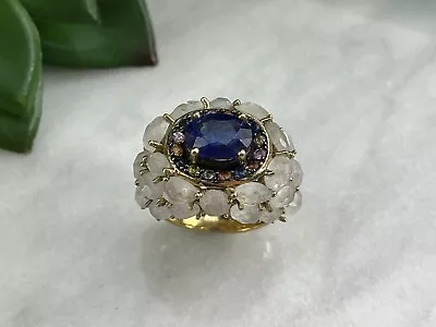 Rarities Carol Brodie Sapphire Rainbow Moonstone & Multicolor Sapphire Ring Sz6 • $120