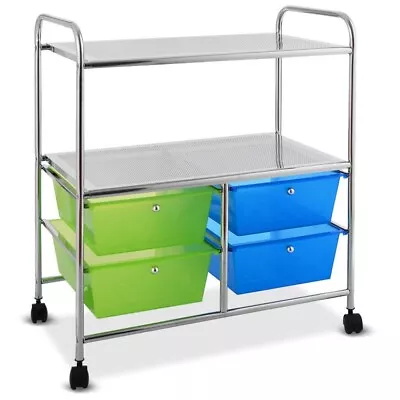 4-Drawer Shelves Office Storage Organizer Cabinet Home Rolling Cart Rack 4-Wheel • $59.96