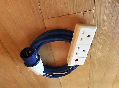 10 Meter 2 Way Electric Hook Up Lead - Blue Cable - Caravan Camping Tent Etc • £18.50