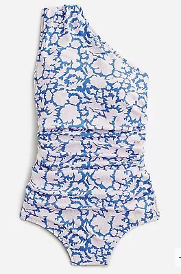 J. Crew Women’s Size 8 Ruched One-Shoulder One-Piece Block Print Nila Swimsuit • $24.99