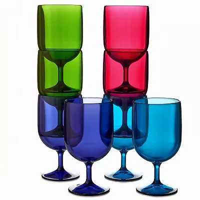 Stackable 8 Ounce Plastic Wine Stems In 4 Assorted Colors • $36.33