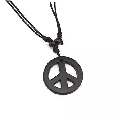  Handmade Adjustable Love Peace Sign Hippie Pendant Necklace Vintage Rope Black • $18.95