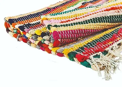 £9.75 • Buy Chindi Rug Recycled Handmade Rag Mat Cotton Multi Trade Fair 100% Runner Floor