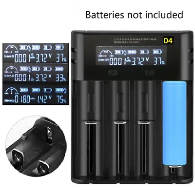 LCD Display Smart USB Battery Charger 4 Slots For 3.6V/3.7V Li-ion Batteries New • £15.90