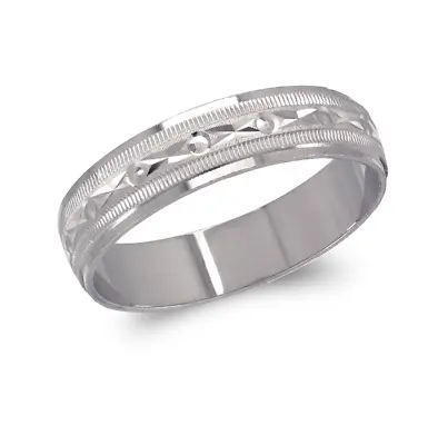 14K Solid White Gold Band Ring Men's Women's Engagement Wedding 5mm Size 5-11 • $206.99