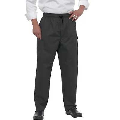 Chefs Trousers Unisex Pants Catering Uniform Elasticated Waist Black Choose Size • £9.80