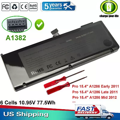 A1382 Battery For Apple MacBook Pro 15 Inch A1286 Early 2011 Late 2011 Mid 2012 • $15.85