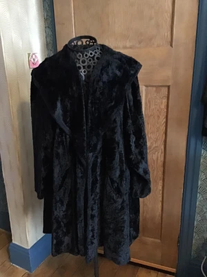 £23.80 • Buy Genuine Vintage Black Fur Swing Coat 1940’s Plus Size 16/18