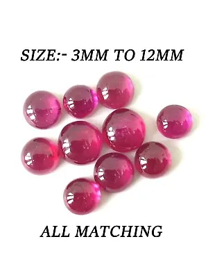 Ruby Round Shape Cabochon Flat Back Size 3mm-12mm AAA Quality Loose Gemstone • $7.50