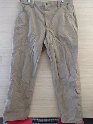 Carhartt Mens Loose Fit Canvas Utility Work Pants Dark Khaki 40 X 34 Cotton • $11.48