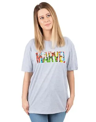 Marvel T-Shirt Women Ladies Hulk Iron Man Superhero Grey Top • £16.99