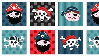 Pirates Labels 100% Quilting Fabric 55 Individual Panels 16751 Makower • £9.99
