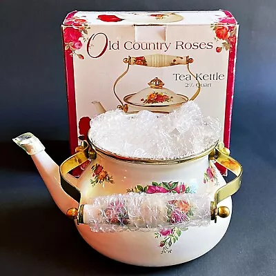 Royal Albert Old Country Roses 2.5Qt Enameled Steel Tea Kettle In Original Box • $9.99