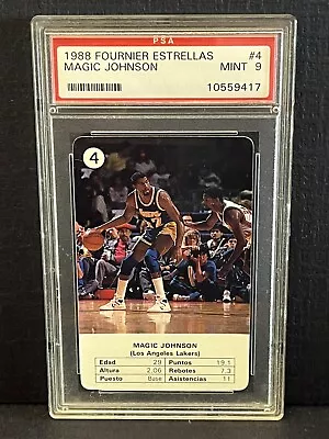 Magic Johnson 1988 Fournier Estrellas #4 PSA 9 Mint Los Angeles Lakers HOF • $25