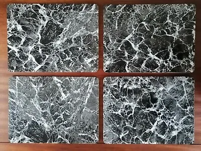 £14.99 • Buy Set Of 4 Black Marble/Granite Design Cork Backed Placemats Table Mats 