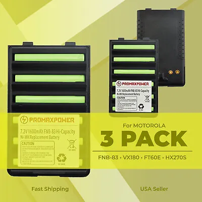 3-Pack Battery For Vertex / Yaesu Radios FNB-83 FNB-64 FNB-V57 VX-424 VXA-220 • $47.99