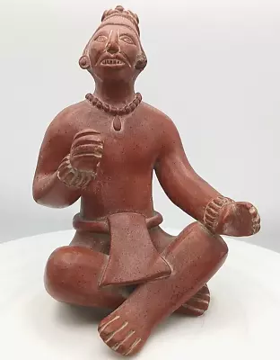 BEAUTIFUL MAYAN PRIEST STATUE 7.5  POLISHED CLAY FROM NICARAGUA C1980 V/g • $28.90