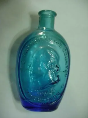 Lot #10:  Wheaton Blue Washington Father Of Our Country Miniature Glass Bottle • $12