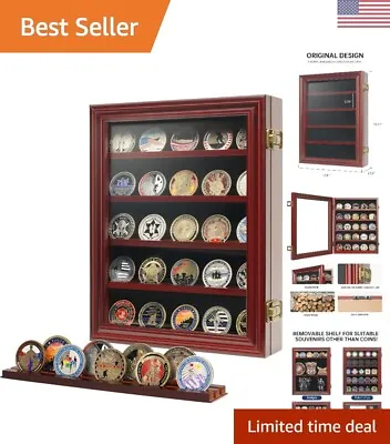 Coin Display Case With Removable Shelves - 5 Rows Medal Cabinet Rack Shadow Box • $69.99