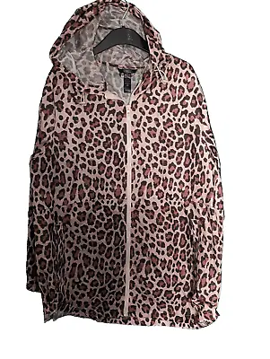 Ladies Pink Animal Hooded Showerproof Kagool Jacket Womens Plus Size 16-18 'p4 • £7.99
