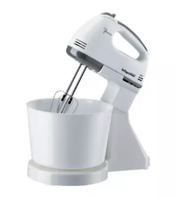 Hand Stand Mixer Cooking Food Baking With Bowl Kitchen Dough Hooks 2 Beaters 2L • £17.23