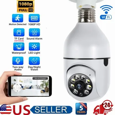 360° 1080P IP E27 Light Bulb Camera Wi-Fi Wireless Smart Home Security IR Night • $8.80