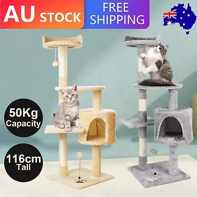 Large Cat Tree Tower Scratching Post Scratcher Cat Condo House Bed Cat Toy 116cm • $50.99